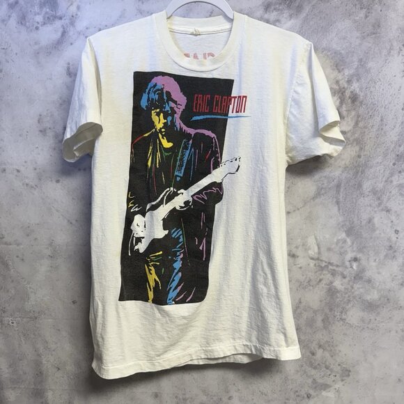Vintage Eric Clapton Journeyman Tour T Shirt Mens S/M White Tour Tee - Picture 1 of 9
